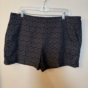 Trina Turk NWT Metallic‎ Jacquard Geometric Shorts Black/Gunmetal Size 14